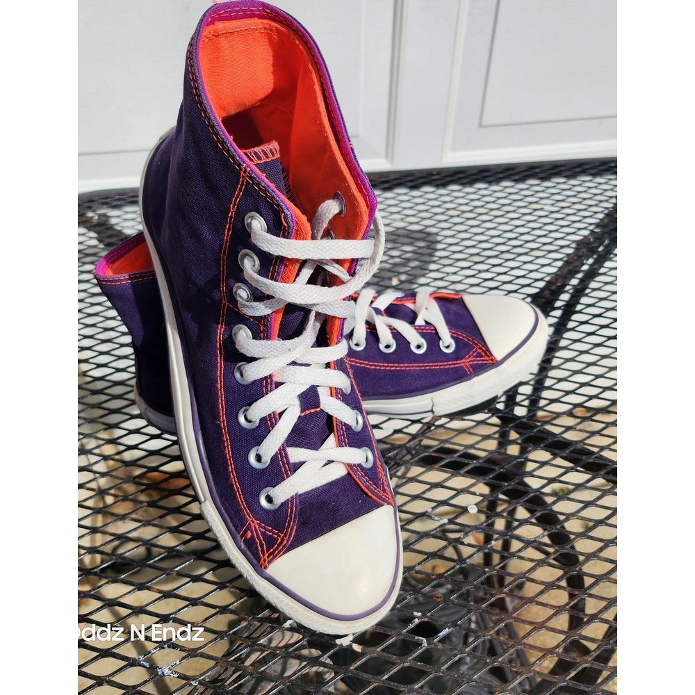 Converse Chuck Taylor All Star High Top Purple Orange Canvas Sneakers Women US11 - Picture 14 of 15